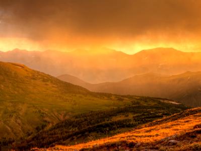 Golden Hour Storm over the Never Summer Mountains (Click for full width)