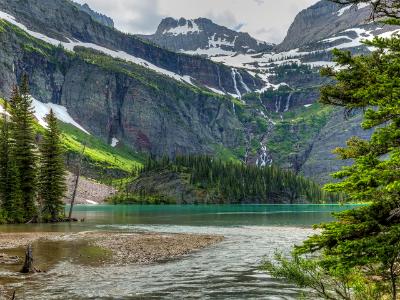 Grinnell Lake and Waterfall