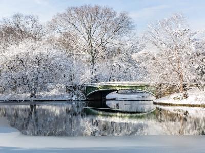 Lullwater Bridge Spring Snow Morning